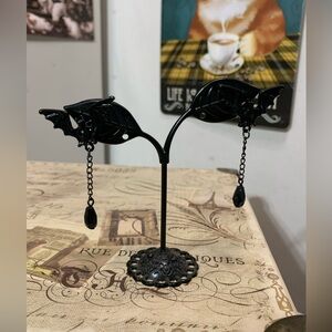 Black Bat Dangle Earrings